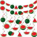34 Pcs Summer Watermelon Party Decorations Watermelon Hanging Swirl Decorations Pre Strung Watermelon Banner Fruit Birthday Party Supplies for Summer Hawaiian Tropical Luau Beach Themed Party