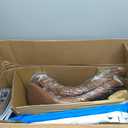 DUMOS 26 Inch Counter Height Bar Stools Set of 4, Modern Faux Leather High Barstools with Back and Metal Leg, Bar Chairs for Kitchen lsland, Brown