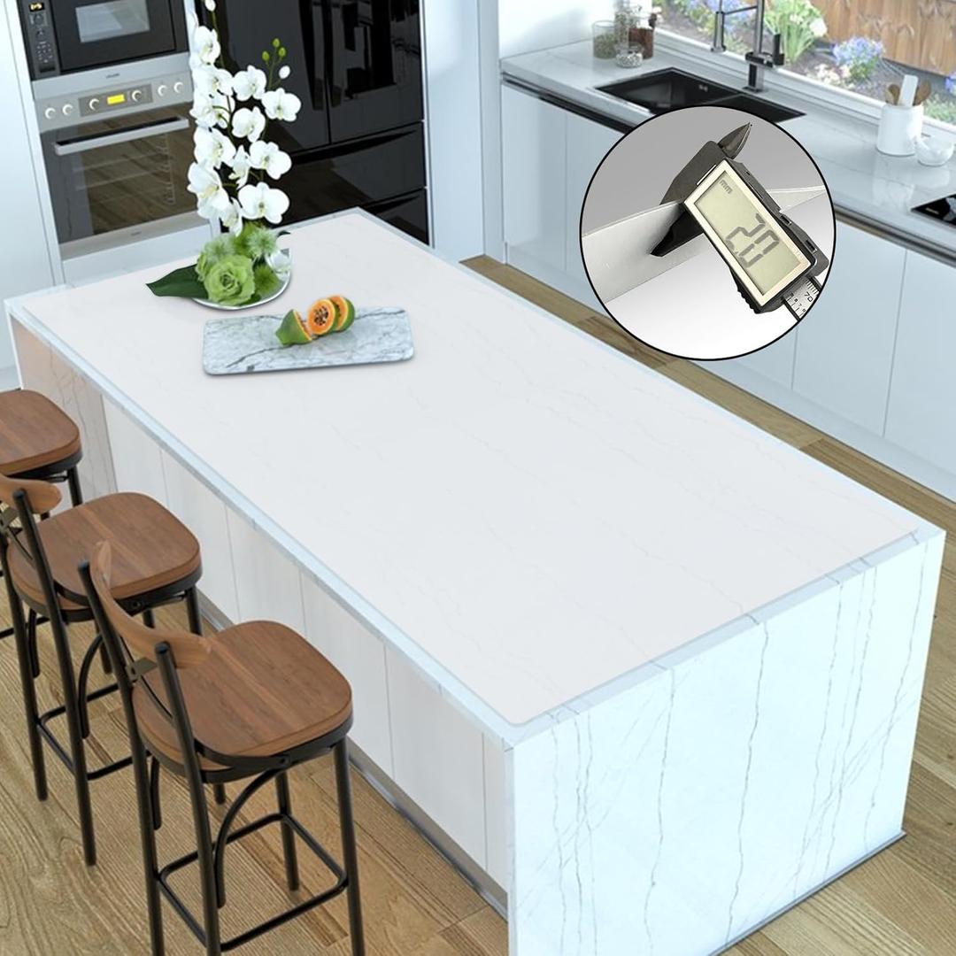 Silicone Mats for Kitchen Counter, 47.3"x23.6"x0.08" Largest Heat Resistant Mat Kitchen Island Waterproof 2MM Thick Countertop Protector Mat Nons-slip Extra Large Counter Mat (Semitransparent)