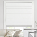 UNISHADES no Drill Cordless Roman Shades for Windows, 38" W × 64" H - 100% Blackout - Linen - Mist White