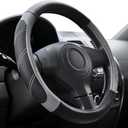 Elantrip Sport Leather Steering Wheel Cover 14 1/2 inch to 15 inch Universal, Padded Soft Grip Breathable for Car Truck SUV Jeep, Anti Slip Odorless Black and Gray (14 1/2 - 15 inch)