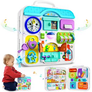 Musical Toys for 1 Year Old Girl Boy, 1st Birthday Gifts for 1 Year Old Girl, Montessori Toy One Year Old with Light Music, Learning Educational Toy for Toddler 1-2 (Blue)