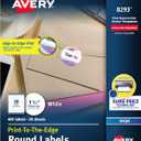 Avery Matte White Round Labels, Sure Feed Technology, Permanent Adhesive, 1-1/2", 400 Labels (8293)