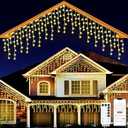 Peyayi 131ft Christmas Lights Outdoor, 1680 LED Waterproof 8 Modes String Light with App and Remote Control for Outside House Roof Decorations Indoor Decor-Warm White