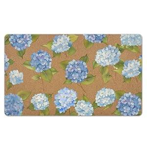 KFXHANGD Blue Hydrangea Floral Door Mat, Hydrangea Flower Decorative Front Door Mat Outside Entrance, Blue Hydrangeas Artificial Coir Doormat Rugs for Indoor Porch Patio Entryway Entry, 17x30 in