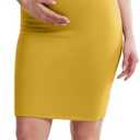 POSHDIVAH Women's Maternity Skirt Over The Belly Midi High Waisted Solid Stretchy Pregnancy Pencil Skirt M