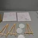 Qilery 12 Set Acrylic Paint Kit Mini Stretched Canvas with Easel, Acrylic Paints Strips, Brushes, Palette, Art Set for Adults Birthday Party Favors(6 x 6 Inch)