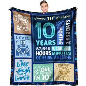 10 Year Old Boy Gift Ideas, Coolest Gifts for 10 Year Old Boys, 10th Birthday Decorations for Boy, Best 10 yr Old Boys Birthday Presents Throw Blanket 60 x 50 Inch