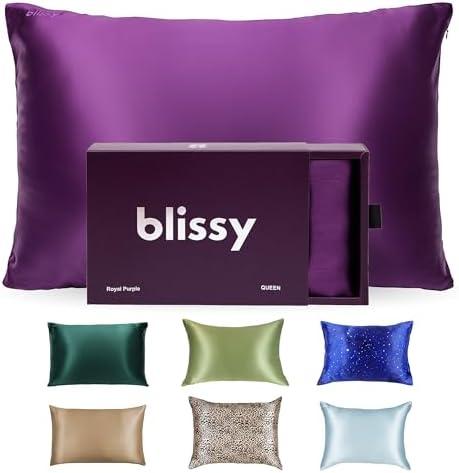 Blissy Silk Pillowcase - 100% Pure Mulberry Silk - High-Grade Fibers - Silk Pillow Cover for Hair & Skin - (Size 20x25, Purple)