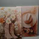 NNX 2pcs Vintage Western Cowgirl Canvas Wall Art: Coastal Cowgirl Boots & Hats Posters - Trendy Preppy Dorm Room & Living Room Wall Decor (16x24in)
