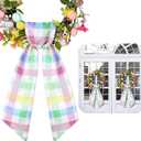 2 Pcs Easter Wreath Sash Spring Pastel Satin Sash for Front Door Holiday Pastel Yard Doorway Indoor Outdoor Party Decoration, 56" L x 4.5" W
