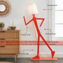 HROOME Cool Tall Wood Floor Lamp Corner Reading LED Bulb Included, Orange | Unique Design, Bedroom, Living Room, Office, Kids Bedside, Dorm, Decorative Standing Light, Creative Swing Arm