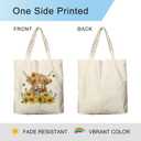 Dlzdn Sunflower Highland Cow Canvas Tote Bag For Women Aesthetic Tote Bag Shopping Grocery Bag Beach Bag Gifts for Women Teacher Bag Reusable Grocery Bag