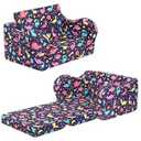 MOMCAYWEX Kids Sofa, 2-in-1 Flip-Out Foam Couch, Foldable Soft Play Lounge Chair, Purple