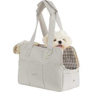 Dog Purse Carrier for Small Dogs Rabbit cat with Large Pockets, Cotton Bag, Dog Carrier Soft Sided, Collapsible Travel Puppy Carrier (Grey, 13.6" L x 6.5" W x 10" H)