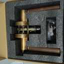 Walnut Wood Entry Door Lever (1 Pack, Aged Brass, Keyed) | Secure Keyed Reversible Handle for Front Entrance & Bedrooms, Zinc Alloy Base