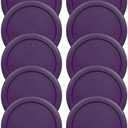 Replacement Lids fits Pyrex 2-Cup Glass Food Storage Container Bowls, 5-Inch Plastic Round Lids Covers for Pyrex 7200-PC, Airtight & Leakproof (10-Pack, Purple)
