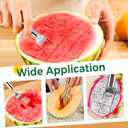 [4 Packs] 2-in-1 Stainless Steel Fruit Cutter and Fork, Dual Head Watermelon Fork Slicer Cutter Tool, Multifunctional Fruit Cutting Tool Kitchen Gadgets for Family Parties Camping