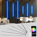 Lichaser RGB Black Smart Recessed Lighting for Acoustic Panel, 6 Pcs WiFi LED Strip Light for Wood Slat Wall Panel Compatible with Alexa, Self-Adhesive Smart LED for Slat Wall (2*36+2*24+2*16 in)