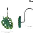 Tropical Leaf Decorative Shower Curtain Hooks Green Botanical Shower Curtain Rings, Resin, Monstera Deliciosa Leaves Shower Curtain Hangers for Bathroom, Set of 12
