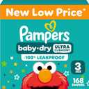 Pampers Diapers - Baby Dry - Size 3, 168 Count, Absorbent Disposable Infant Diaper