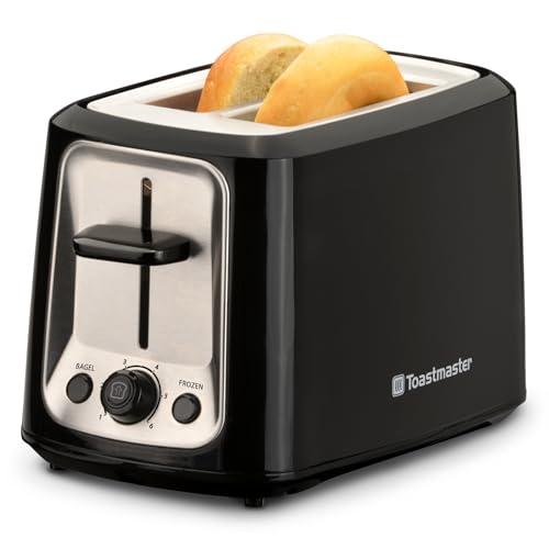 Toastmaster 2-Slice Toaster - Black with Stainless Steel - Kitchen Essential for Sandwich Bread & Breakfast Toast - Toaster with Wide Slots, High Rise Toast Lift & Cool-Touch Exterior