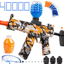 GTAKH Splatter Ball Blaster Upgraded Splat Gun - MP5 Retractable and Full Auto with 40000 Beads and Targets (3), Orange