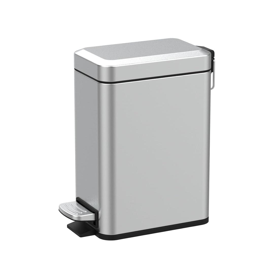 Sineng Bathroom Trash Can with Lid Soft Close, 1.6 Gallon Stainless Steel Small Pedal Garbage Can with Removable Inner Bucket, Waste Bin for Kitchen Bedroom, Compact Toilet Trash bin