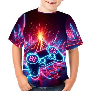 Boys Girls 3D Graphic Tees Unisex Short Sleeve T Shirt Novelty Neon Shirts for Boys 5-14 Years