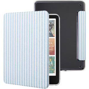 Case for 7'' Kindle Paperwhite 12th Gen 2024 and Kindle Colorsoft Signature Edition, Slim PU Shell Cover Case with Auto Wake/Sleep, Stripes (Blue and White)