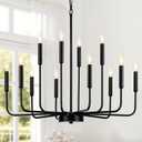 Black Chandeliers for Dining Room Light Fixture Over Table, Modern Farmhouse Chandeliers for Living Room,12-Lights Industrial Metal Candle Lighting Fixtures for Entryway Kitchen Island Foyer