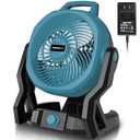 Battery Operated Fan Compatible with Makita 18V Battery with AC Adapter (No Batteries) Up to 650CFM, Variable Speed, Low Noise 30dB, Portable Cordless Fan for Camping, Jobsite