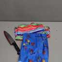 LENOAPHYS Five Sizes Halloween Chucky Costume for Kids Outfit Jumpsuit Long Sleeve Rainbow Shirt 5 Sheets Scar Tattoos Prop Knife Toy - XS Size