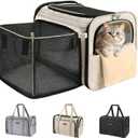MIDOG Cat Carrier Soft for Small to Medium-Sized Cats,Up to 15 Lbs, TSA Airline Approved Soft Sided Pet Carrier,Collapsible Travel Cat Bag(Beige, 17"L x 11"W x 11"H)
