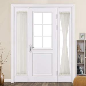 MIULEE Sidelight French Door Curtains Set of 2, Light Filtering Window Treatment for Narrow Glass Door 25 x 72 Inches with Tieback, Ivory MIULEE Sidelight French Door Curtains Set of 2, Light Filtering Window Treatment for Narrow Glass Door 25 x 72 Inches with Tieback, Ivory