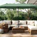 PHI VILLA 13ft Large Patio Umbrellas, Double-Sided Outdoor Market Rectangle Umbrella for Outside, Mint Green