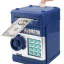 Totola Piggy Bank Electronic Mini ATM for Kids Baby Toy, Safe Coin Banks Money Saving Box Password Code Lock for Children,Boys Girls Best Gift(Navy Blue)