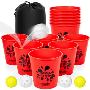 Ropoda Giant Yard Pong,Yard Games with Durable Buckets and Balls - Choose Red Large, XL, or Green - Glow in The Dark, Outdoor Game with Carry Bag for The Beach,Lawn, Great Gift Choice for Families