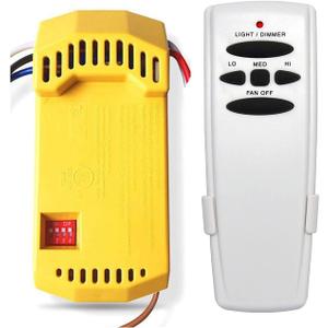 Universal Ceiling Fan Remote Control Kit with dimmer for 3 Speed AC Ceiling Fan Replacement for Hampton Bay Hunter HD HD5 FAN35T FAN53T Kit, Yellow