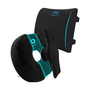 Everlasting Comfort Lumbar Support Pillow & Donut Cushion Bundle - Office Chair Back Support for Gaming, Car, Couch - 2-in-1 Hemorrhoid Cushion + Seat Cushion for Daily Sitting at Work, Home, Missing pcs