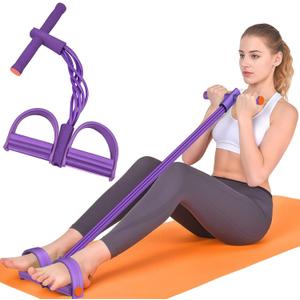 Resistance Bands with Handles, 6-Tube Elastic Foot Pedal Resistance Bands, Natural Rubber Ankle Puller Sit-up Exercise, Multifunction Fitness Band for Abdomen, Waist, Arm, Leg Stretching Training