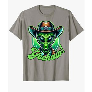 Yeehaw Alien Cowboy Western Shirt Space Lover Halloween T-Shirt, Size: 2XL Yeehaw Alien Cowboy Western Shirt Space Lover Halloween T-Shirt, Size: 2XL