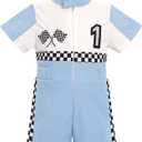 IMEKIS Baby Race Car Driver : Fast One First Birthday Outfit Boys Girls Racecar Suits Jumpsuit 1T Racing 1st Smash Cake Photoshoot Toddler Light Blue 1 9-12 Months
