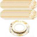 120 Pcs Disposable Gold Placemats Set 13 Inch Round Gold Foil Mesh Pressed Table Doilies Metallic Thin Mesh Table Runner for Home Decoration Dining Wedding Birthday Party