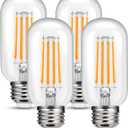 4 Pack LED Edison Bulbs, 4W Edison Light Bulbs 40W Equivalent, Vintage E26 LED Bulb T45 2700K Soft Warm White Clear Glass, 460LM Tubular Antique Filament Incandescent Lights for Home, Non-Dimmable