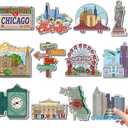 Xuhal 12 Pcs Chicago Fridge Magnet USA Cities Magnetic Big Size Refrigerator Stickers Souvenirs Gifts for Refrigerator Home Decoration