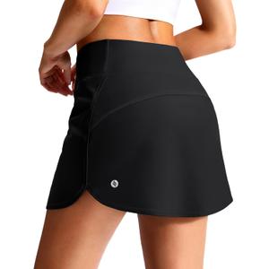SANTINY Women's Swim Skirt with 2 Pockets High Waisted Tummy Control Tankini Swimsuit Bathing Suit Bottoms for Women (Black, L)