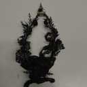 MOSTORY Black Elf Flower Crown - Gothic Raven Skull Headpiece Witch Headband Dark Fairy Circlet for Witch Aesthetic Halloween Cosplay Renaissance Accessory Women Goth Wedding Photo Shoot