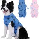 2-Pack Large Dog Surgery Recovery Suit Female/Male, Post Surgery Protective Wear with Pee Hole, Unisex Pet Surgical Vest for Wound Care, Spay/Neuter Healing (Blue+Pink)