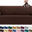 Asnomy Couch Covers for 3 Cushion Couch Sofa pet Friendly, 3 Seater Sofa Cover Washable Slipcovers, Protector Furniture Covers for Dogs Jacquard Fabric Small Checks Large Chocolate